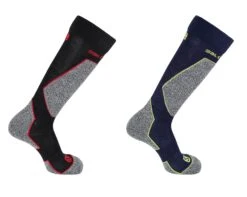 SALOMON SKI TECH Skisocke Herren Skisocken 2 PAAR (black-red & Navy-lime)